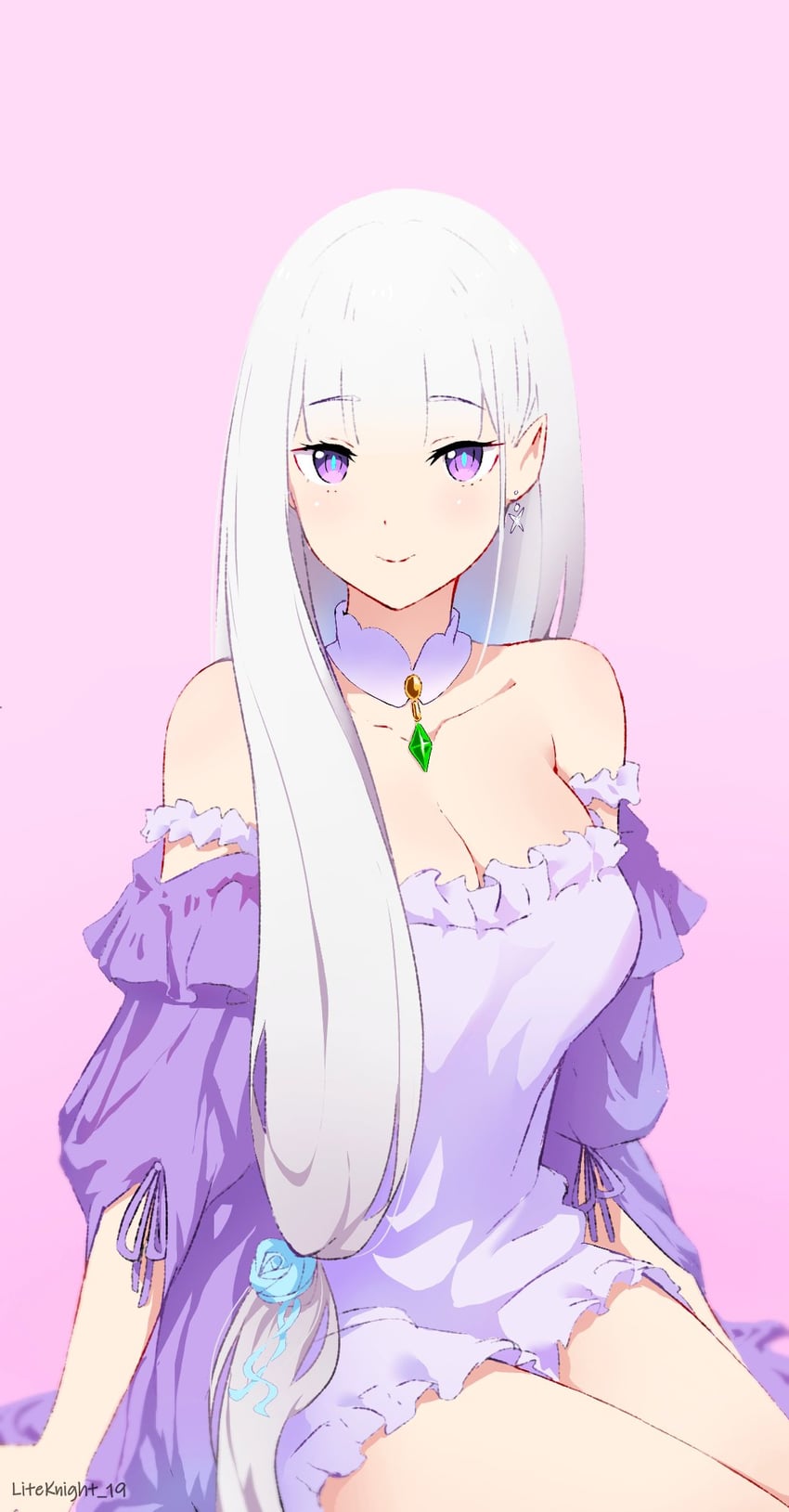 emilia (re:zero kara hajimeru isekai seikatsu) drawn by liteknight