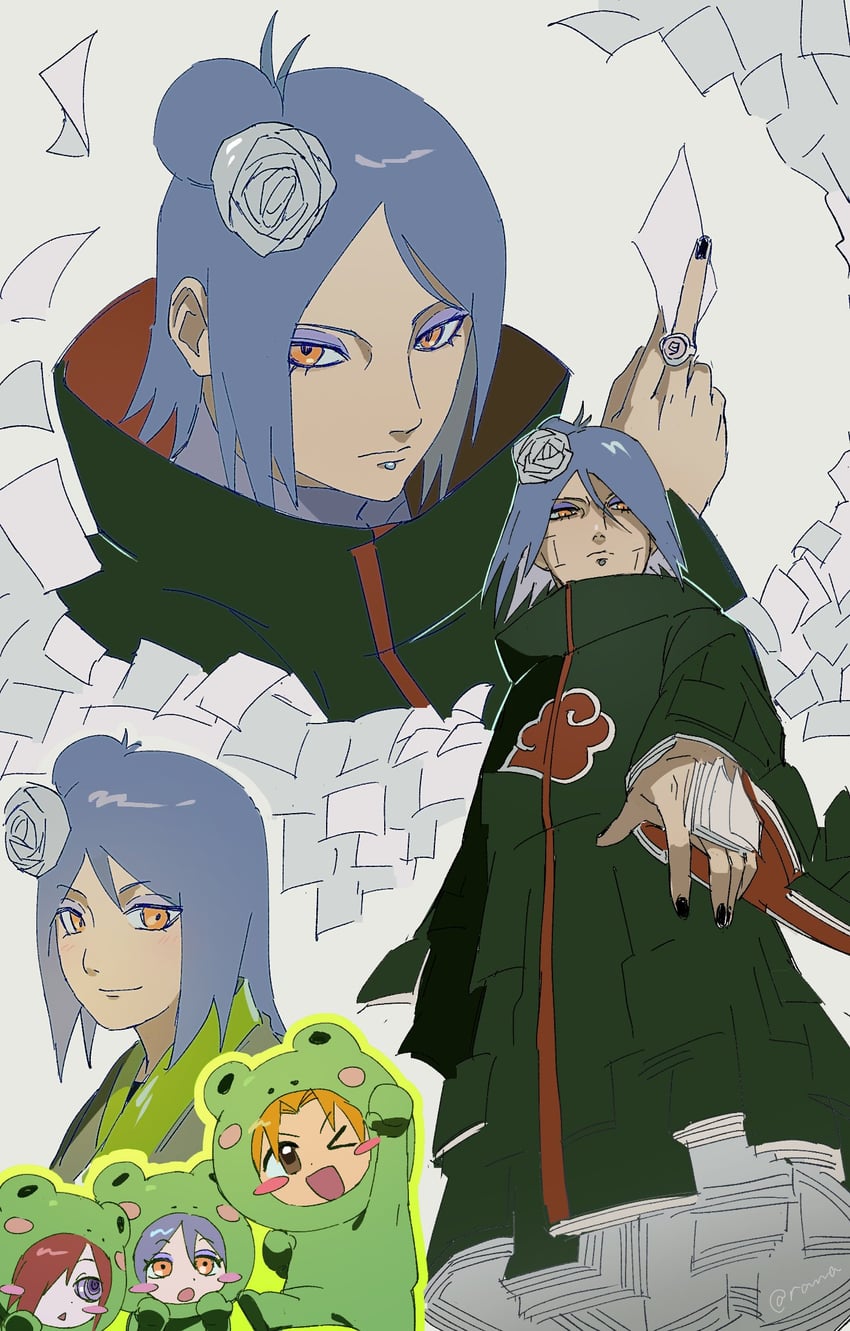konan, yahiko, and nagato (naruto and 1 more) drawn by ramama522_(rama)
