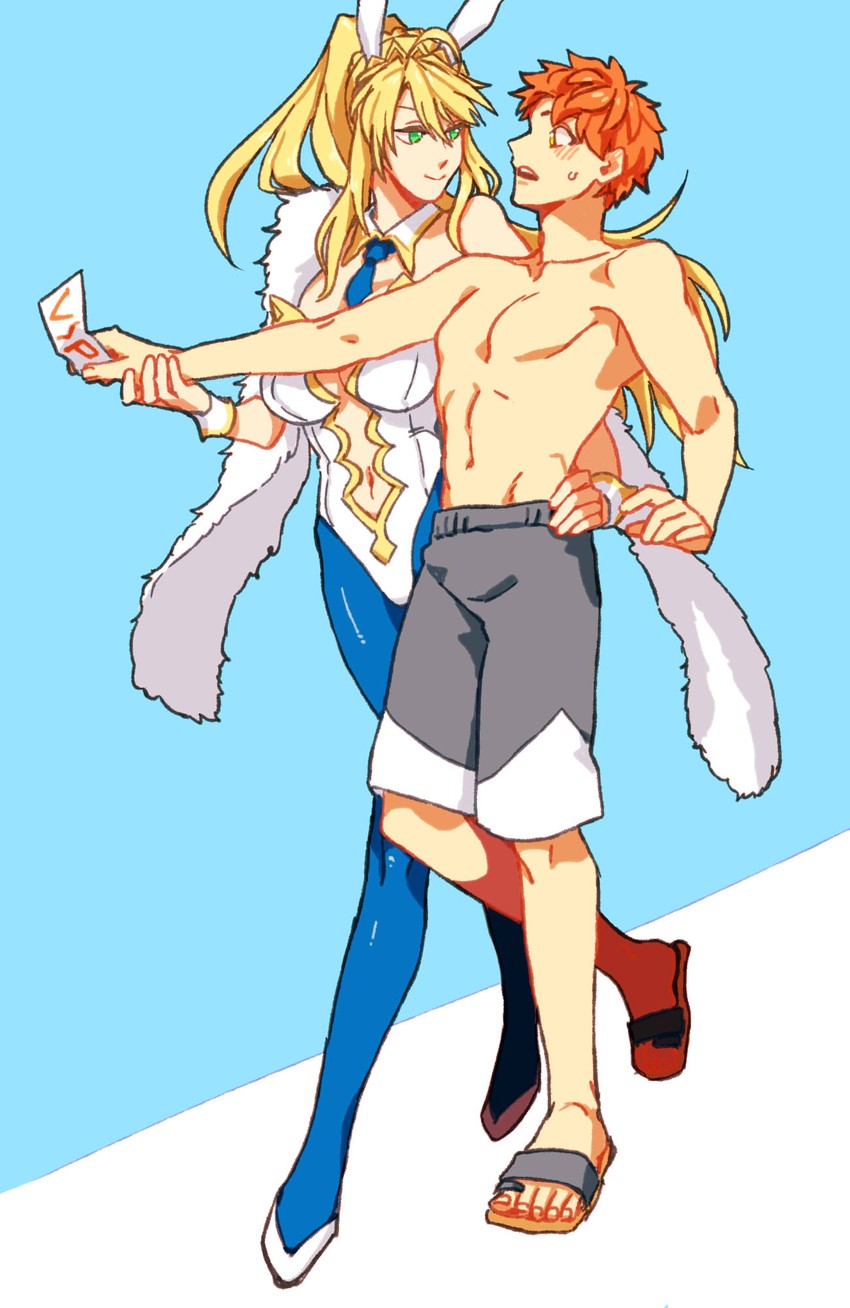 artoria pendragon and emiya shirou (fate and 2 more) drawn by karunosuke_3