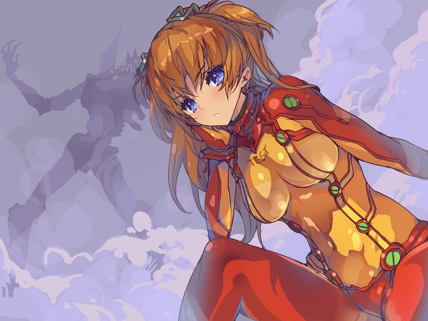 souryuu asuka langley and eva 02 (neon genesis evangelion and 2 more) drawn by akaga_hirotaka