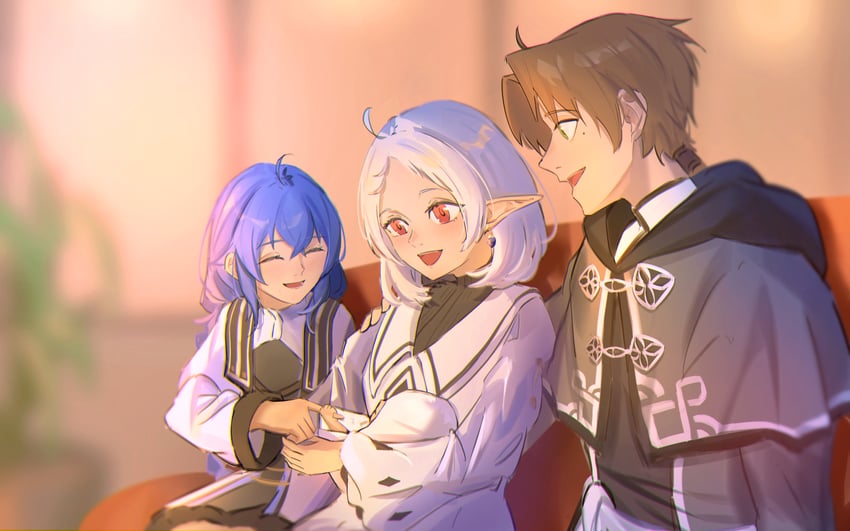 roxy migurdia, sylphiette, rudeus greyrat, and lucy greyrat (mushoku tensei) drawn by es_limi