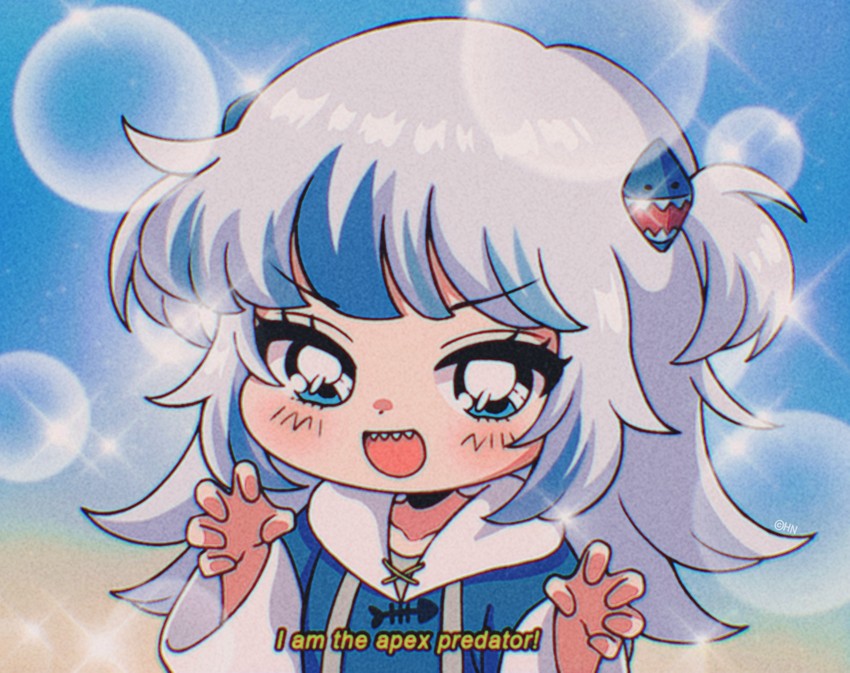 gawr gura (hololive and 1 more) drawn by hn_(artist)
