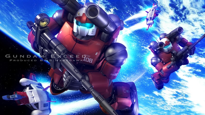 guncannon and core booster (gundam and 1 more) drawn by s.hasegawa