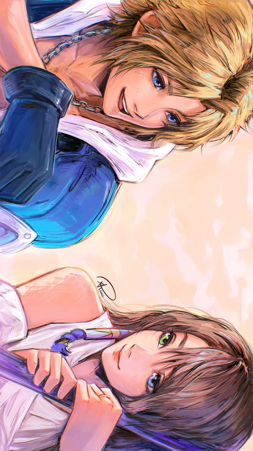 yuna and tidus (final fantasy and 1 more) drawn by kuroiitulip