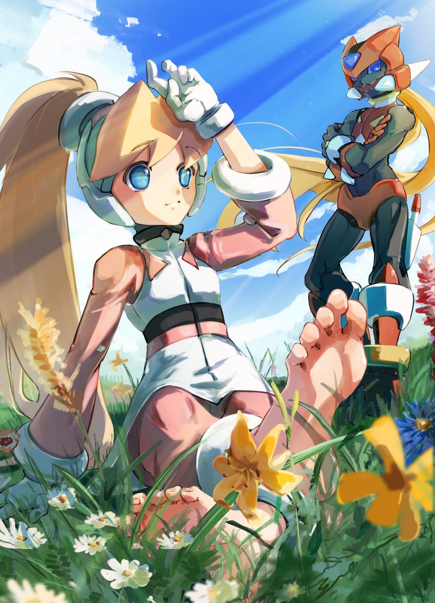 zero and ciel (mega man and 1 more) drawn by omochi_(mochi_skymega)