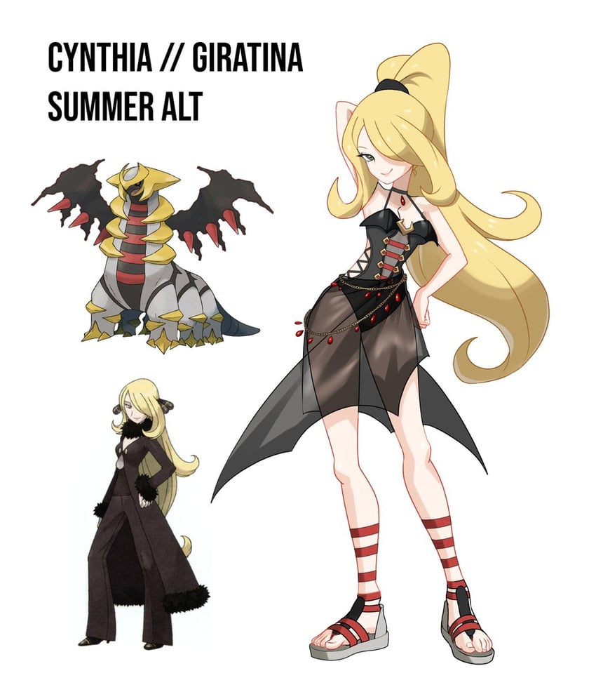cynthia and giratina (pokemon and 1 more) drawn by rhymewithray
