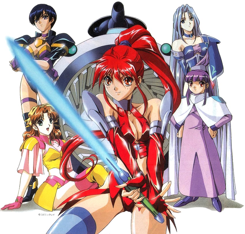 tachibana shiori, voogie, rebecca sweet hawzen, midi the girl, and marrybel candy stwert (dennou sentai voogie's angel)