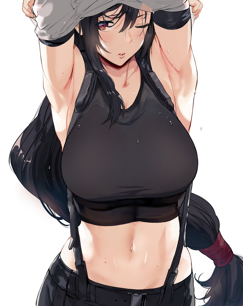 tifa lockhart (final fantasy and 2 more) drawn by hews