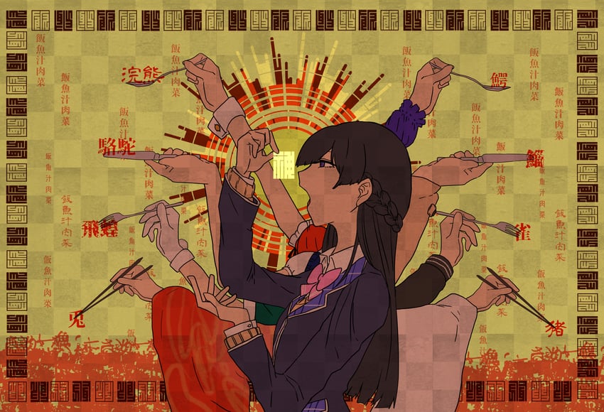 tsukino mito and qianshou guanyin (nijisanji) drawn by tsuukon_(tukonn)
