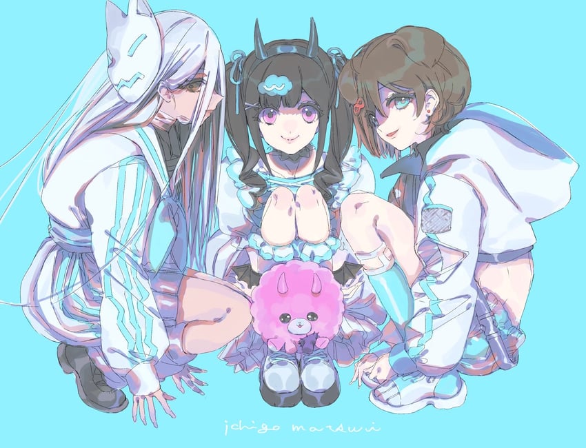 reml, ogami matoi, pomemori, and abeno-shakuji-maya (denonbu) drawn by watch_aruko