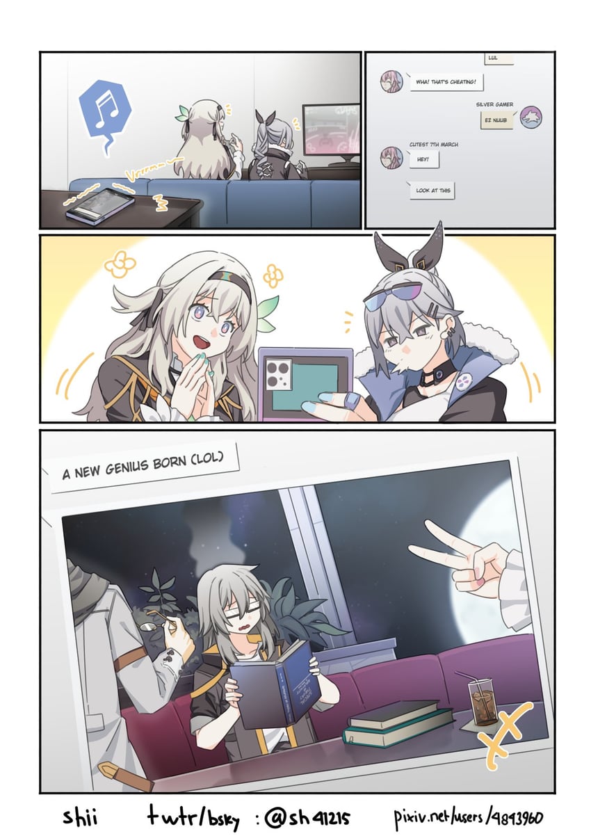 trailblazer, firefly, stelle, march 7th, silver wolf, and 1 more (honkai and 1 more) drawn by shi_(shi4557)