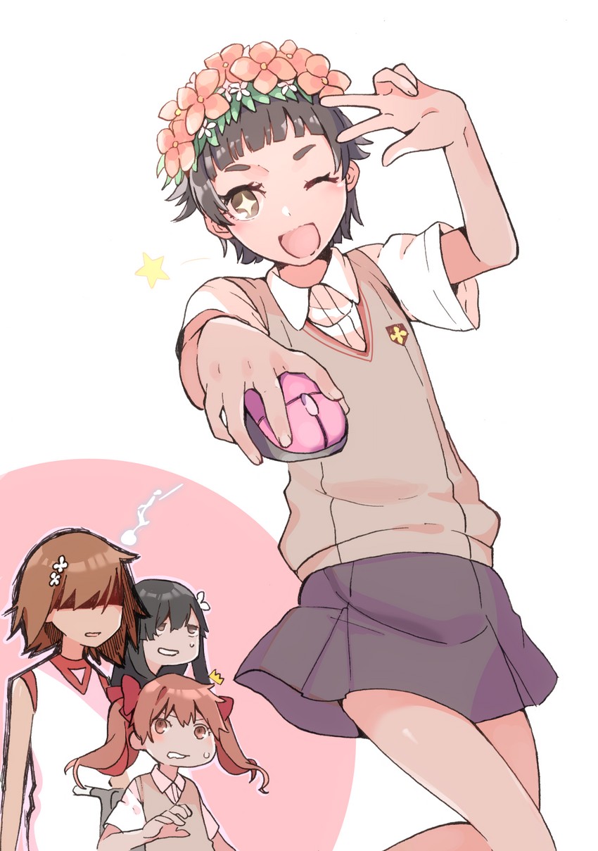 misaka mikoto, shirai kuroko, shokuhou misaki, saten ruiko, and uiharu kazari (toaru majutsu no index and 2 more) drawn by nanaheibei_3