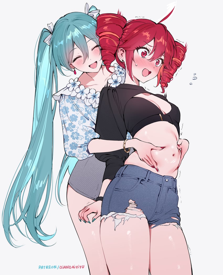 hatsune miku and kasane teto (vocaloid and 1 more) drawn by qiandaiyiyu