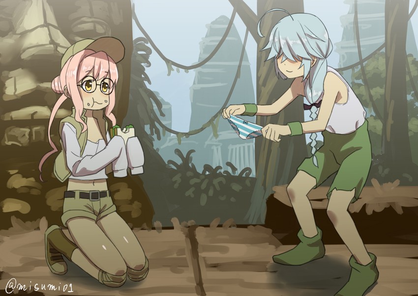 makigumo, hamanami, fio germi, and prisoner of war (kantai collection and 1 more) drawn by misumi_(niku-kyu)