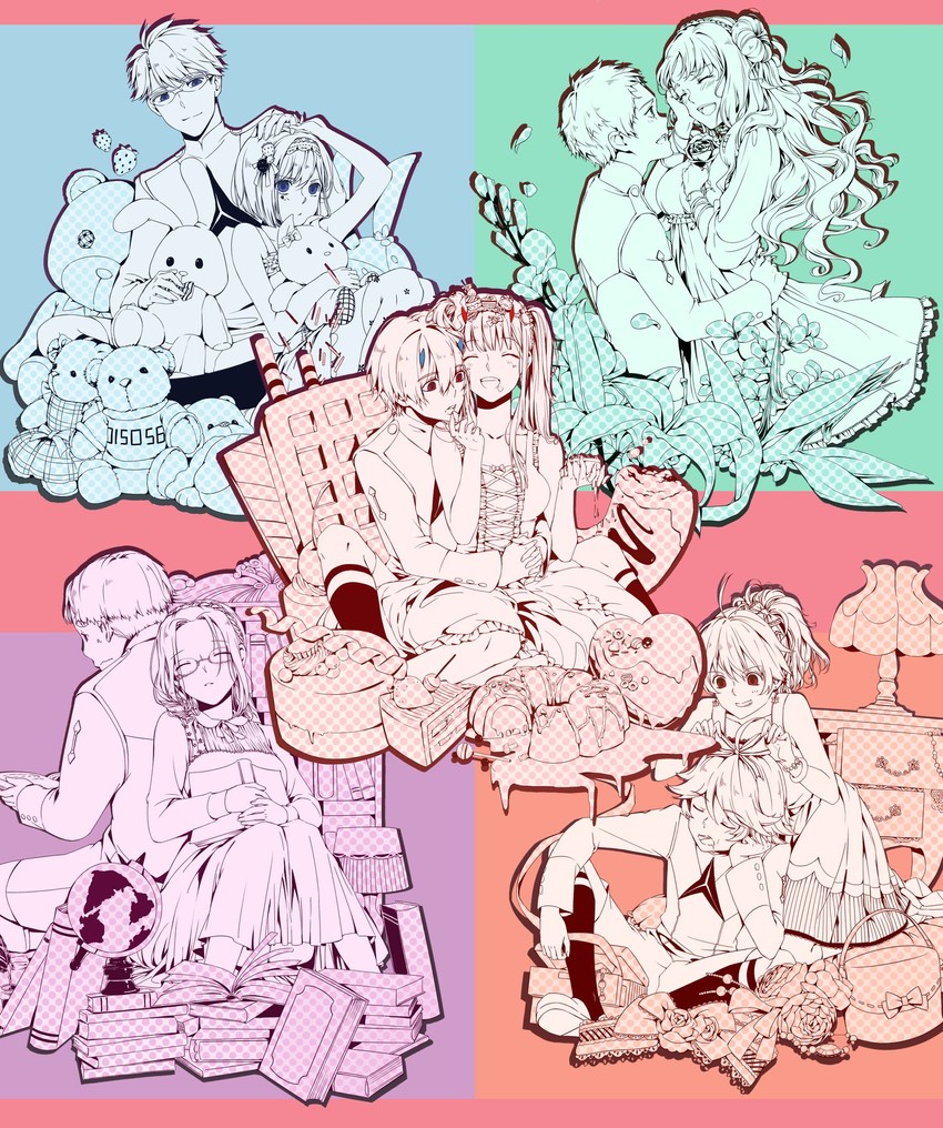 zero two, hiro, ichigo, kokoro, gorou, and 5 more (darling in the franxx) drawn by chenaze57