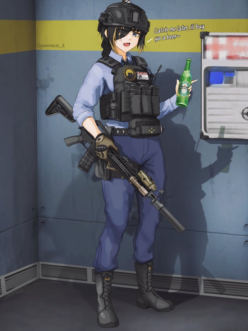 m16a1 and barney calhoun (girls' frontline and 2 more) drawn by dgkamikaze