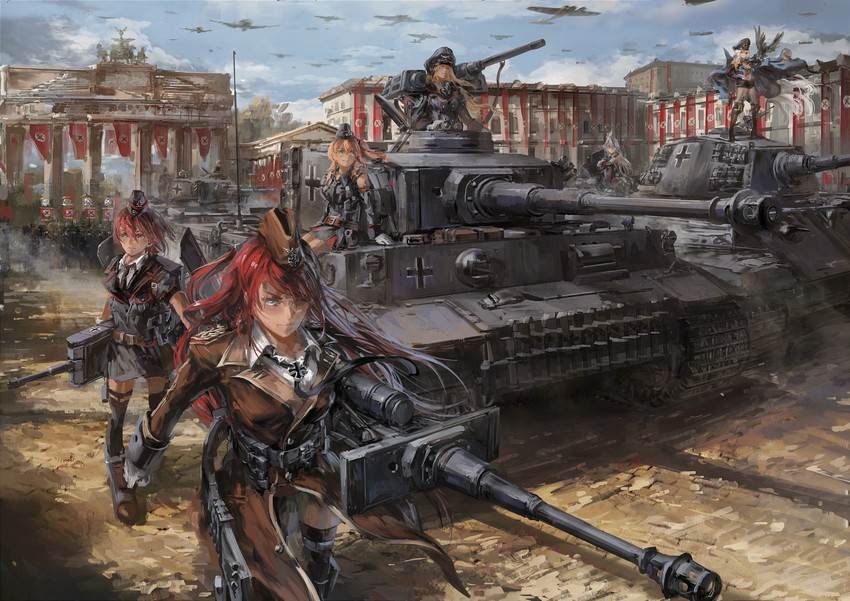 sally hartman, patti paulson, nelly rommel, lisa hunt, and leah rossiter (panzer waltz) drawn by stu_dts