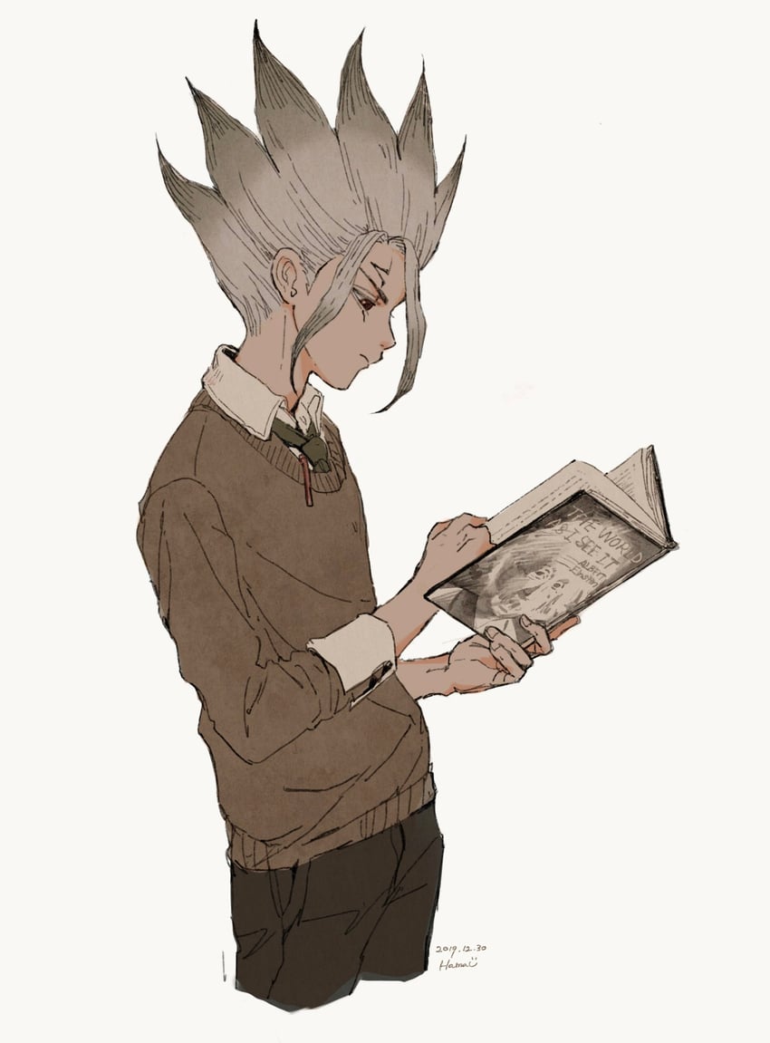 ishigami senkuu and albert einstein (dr. stone) drawn by hamau