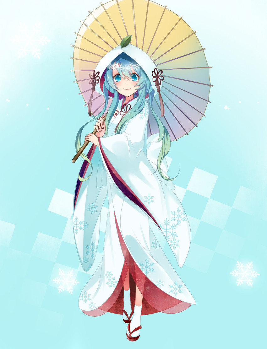 hatsune miku and yuki miku (vocaloid) drawn by temari_(deae)