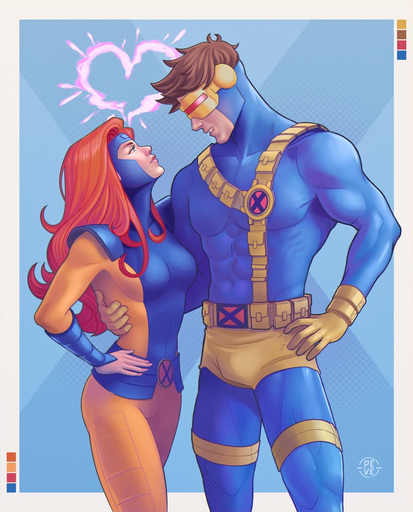 cyclops and jean grey (marvel and 1 more) drawn by paulovitorart