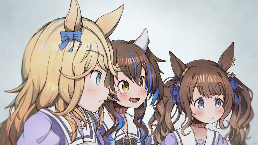 daitaku helios, gold city, and tosen jordan (umamusume) drawn by rakugakiraid