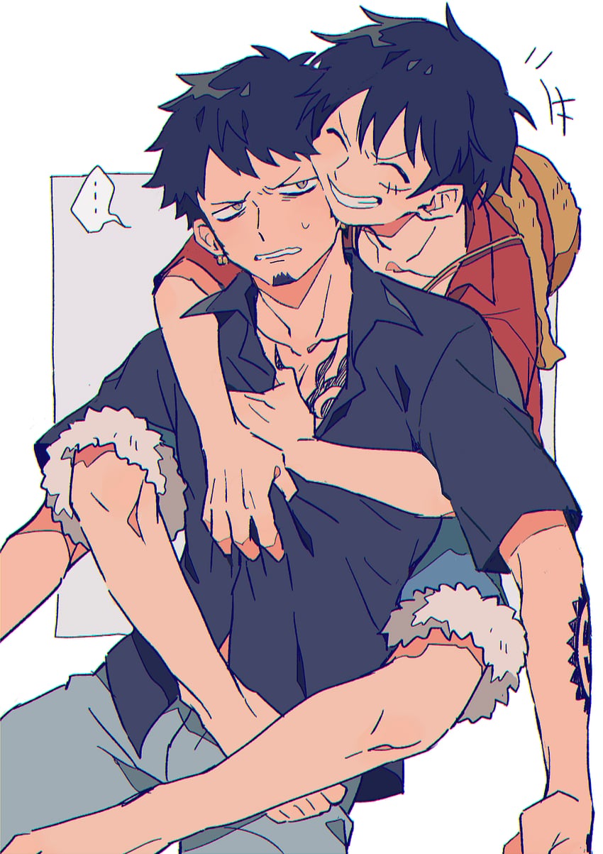 monkey d. luffy and trafalgar law (one piece) drawn by tmk_ouo