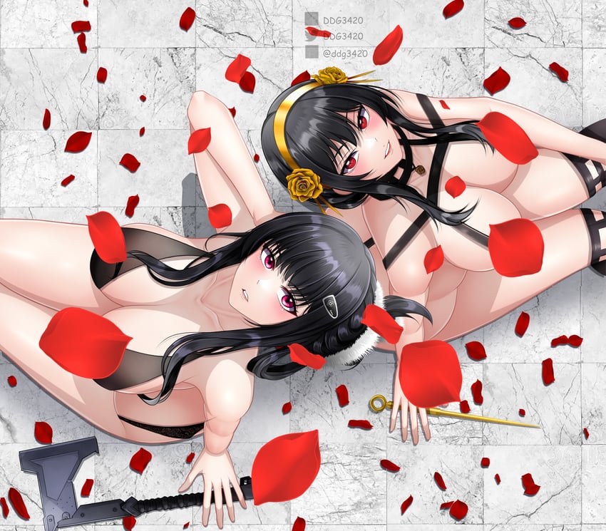 yor briar and d (goddess of victory: nikke and 1 more) drawn by d.d.g_(ddg3420)