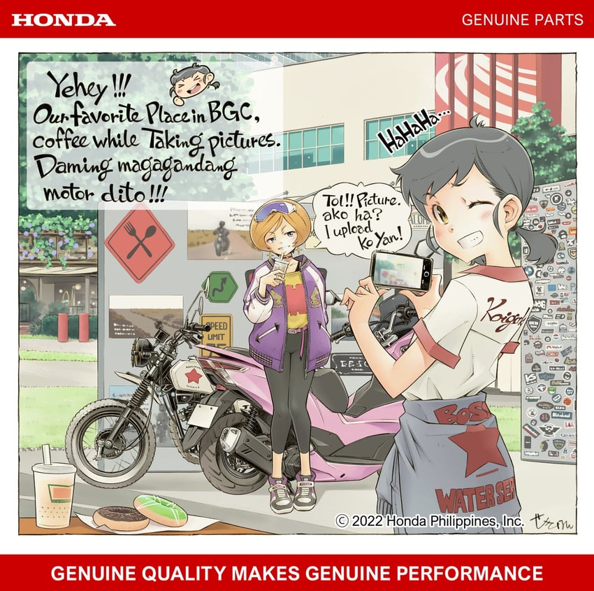genie and anji (genie's motorcycle life) drawn by sekihan