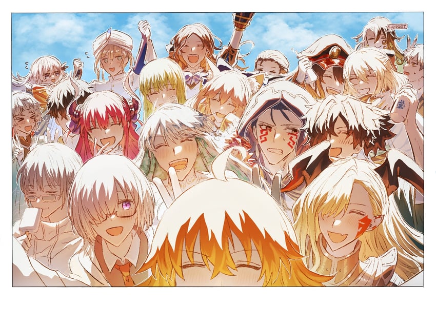 mash kyrielight, fujimaru ritsuka, tamamo, nero claudius, okita souji, and 18 more (fate and 1 more) drawn by tt_hmx