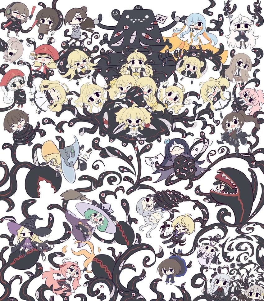 yoo mina, hilde, machine-g.a.p., sigma, joo shiyoung, and 23 more (counter:side) drawn by umihio
