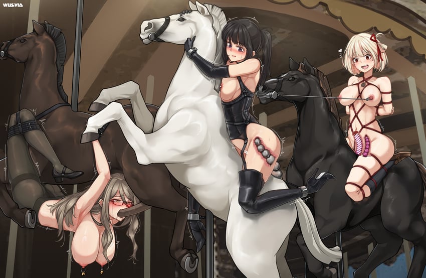 nishikigi chisato, inoue takina, and nakahara mizuki (lycoris recoil) drawn by yaya_(17201490)