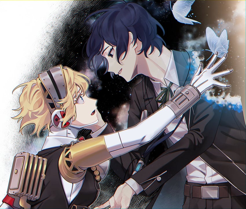 yuuki makoto and aigis (persona and 3 more) drawn by elulit2