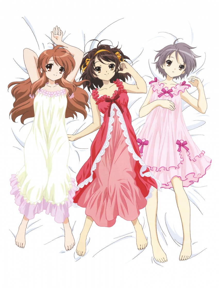 suzumiya haruhi, nagato yuki, and asahina mikuru (suzumiya haruhi no yuuutsu)
