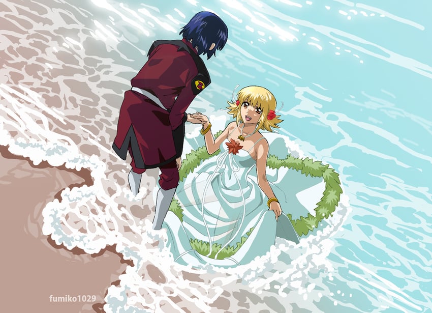 cagalli yula athha and athrun zala (gundam and 1 more) drawn by fumiko_(mesushi)