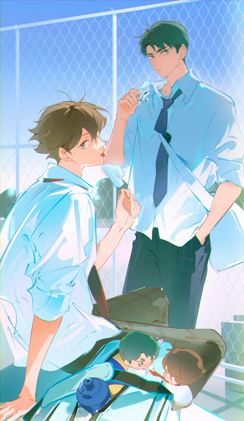 oikawa tooru and ushijima wakatoshi (haikyuu!!) drawn by fandangyu