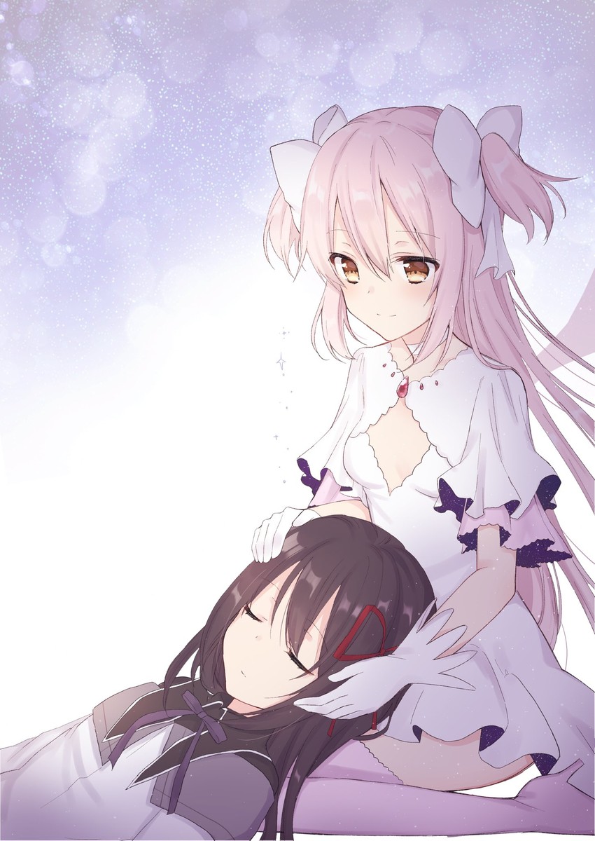 akemi homura, kaname madoka, and ultimate madoka (mahou shoujo madoka magica) drawn by mochiko_(uyu_omochi)