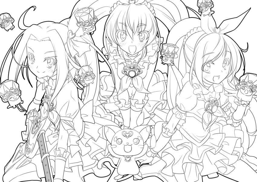 houjou hibiki, minamino kanade, cure melody, kurokawa eren, seiren, and 10 more (precure and 1 more) drawn by mtu_(orewamuzituda)