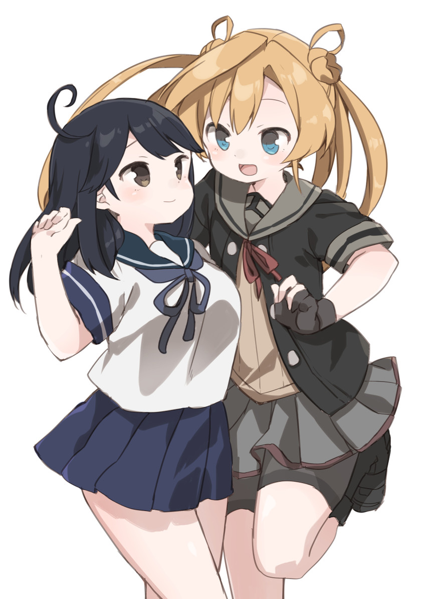 ushio, abukuma, and abukuma kai ni (kantai collection) drawn by murakami_meishi