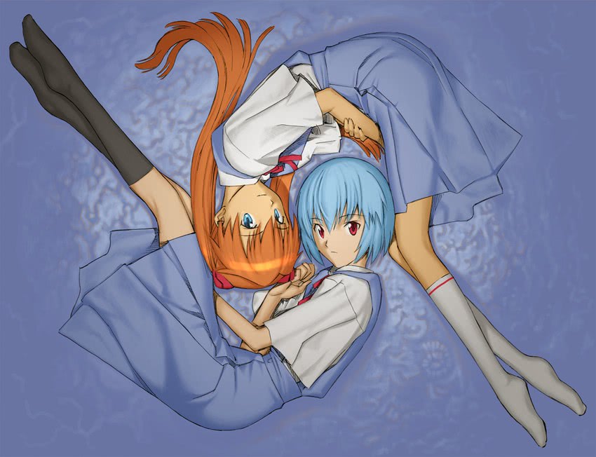 souryuu asuka langley and ayanami rei (neon genesis evangelion) drawn by sakamoto_mineji