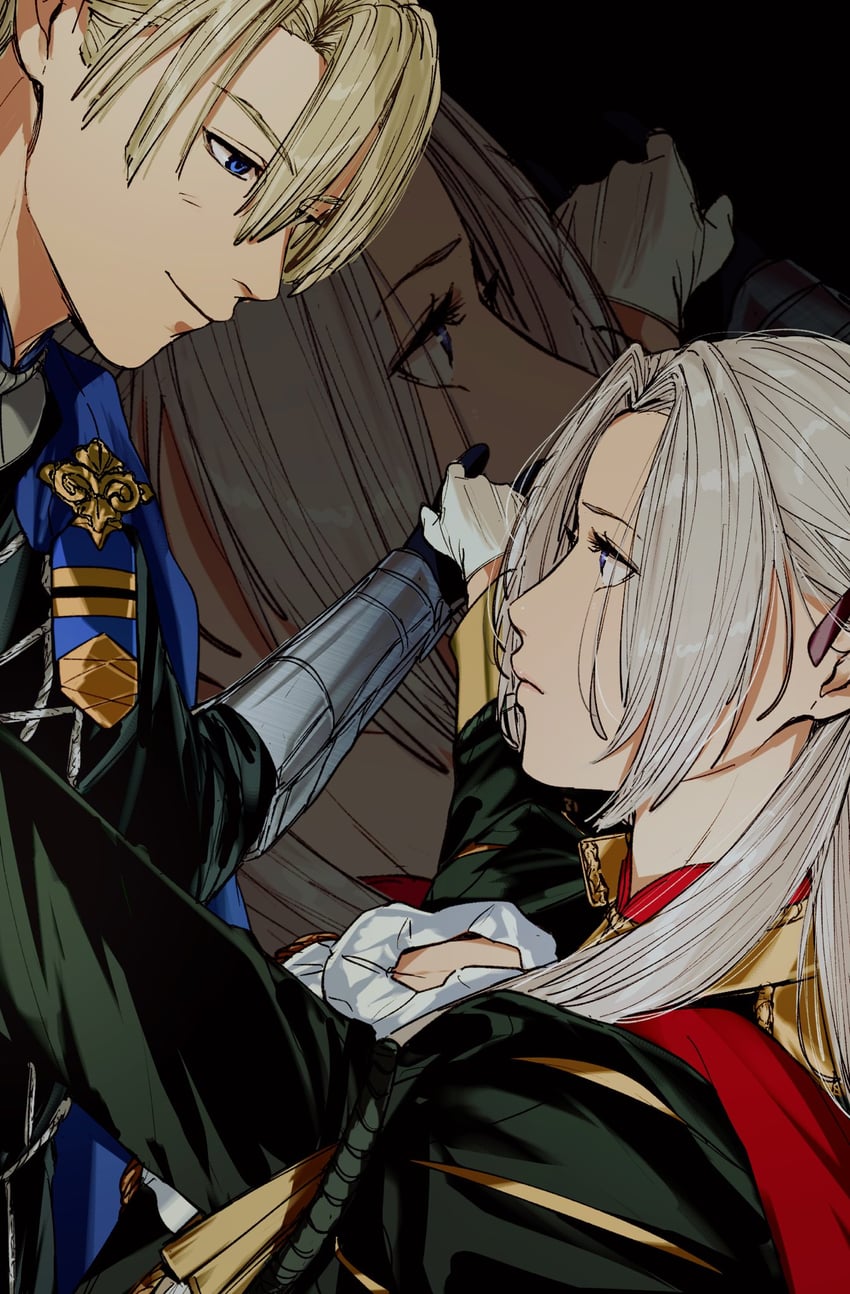 edelgard von hresvelg and dimitri alexandre blaiddyd (fire emblem and 1 more) drawn by amikoiiko