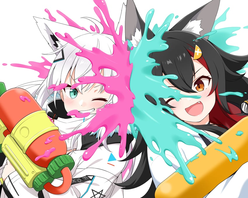 shirakami fubuki and ookami mio (hololive and 1 more) drawn by felutiahime