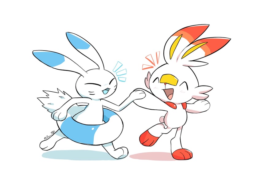 scorbunny and warabbit (pokemon and 1 more) drawn by jay_j05