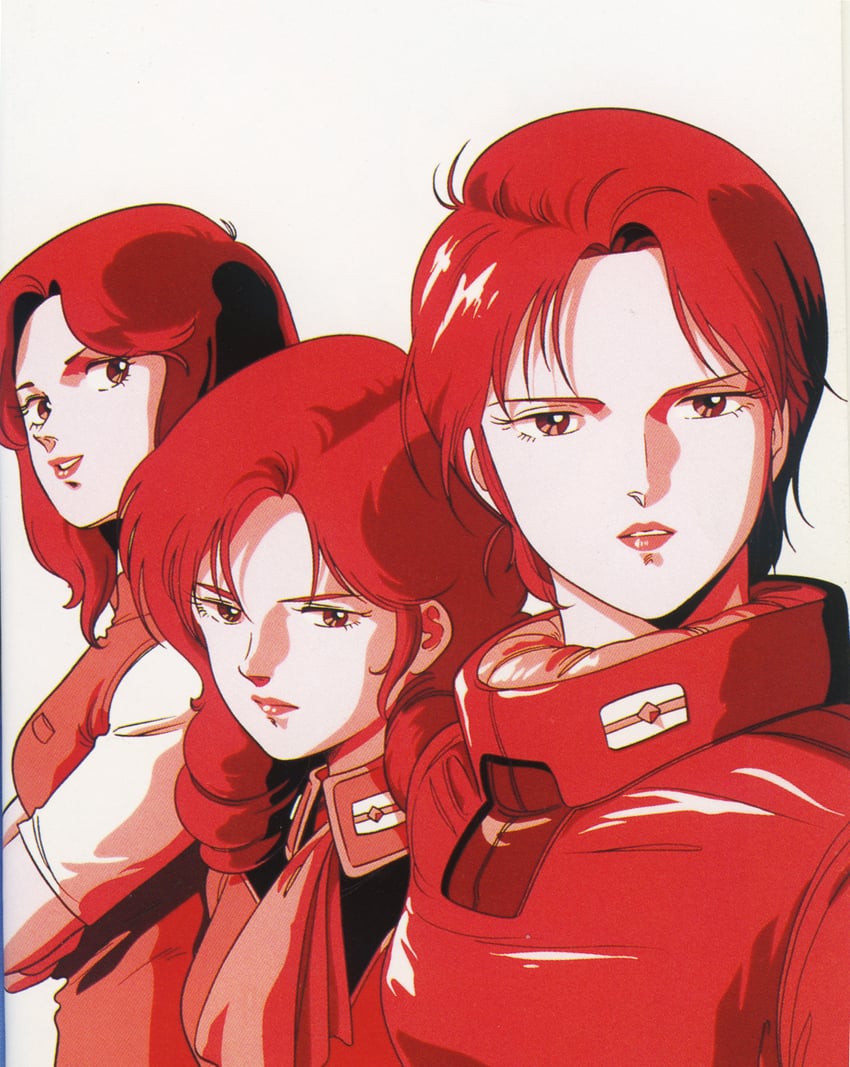 four murasame, rosamia badam, and beltorchika irma (gundam and 1 more) drawn by kitazume_hiroyuki