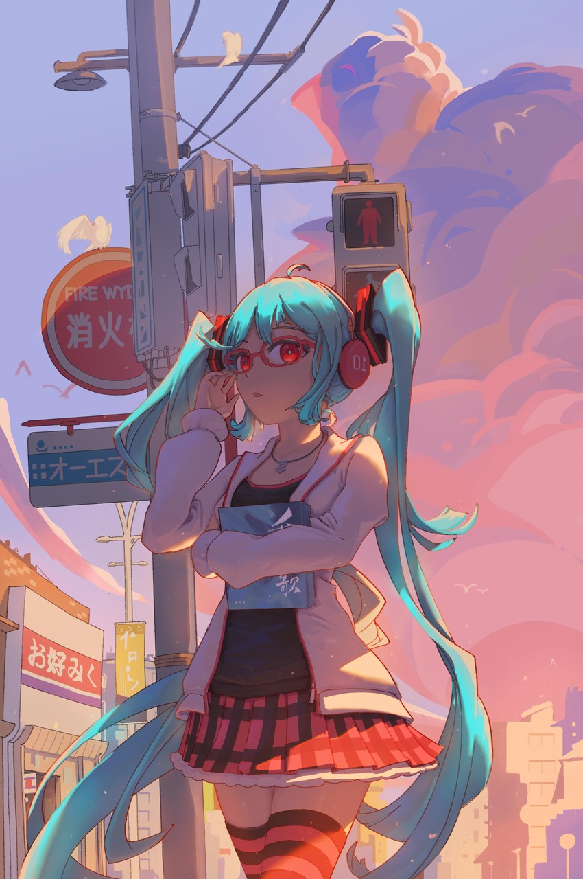 hatsune miku (vocaloid and 1 more) drawn by mori_(user_gdnz7828)