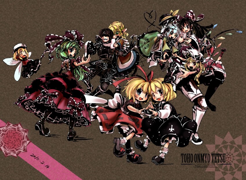 hakurei reimu, flandre scarlet, komeiji koishi, rumia, mizuhashi parsee, and 6 more (touhou and 3 more) drawn by fifiruu