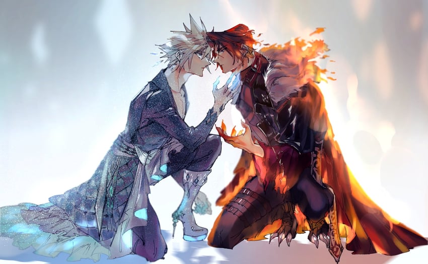 cloud strife and squall leonhart (final fantasy and 2 more) drawn by shio_ga