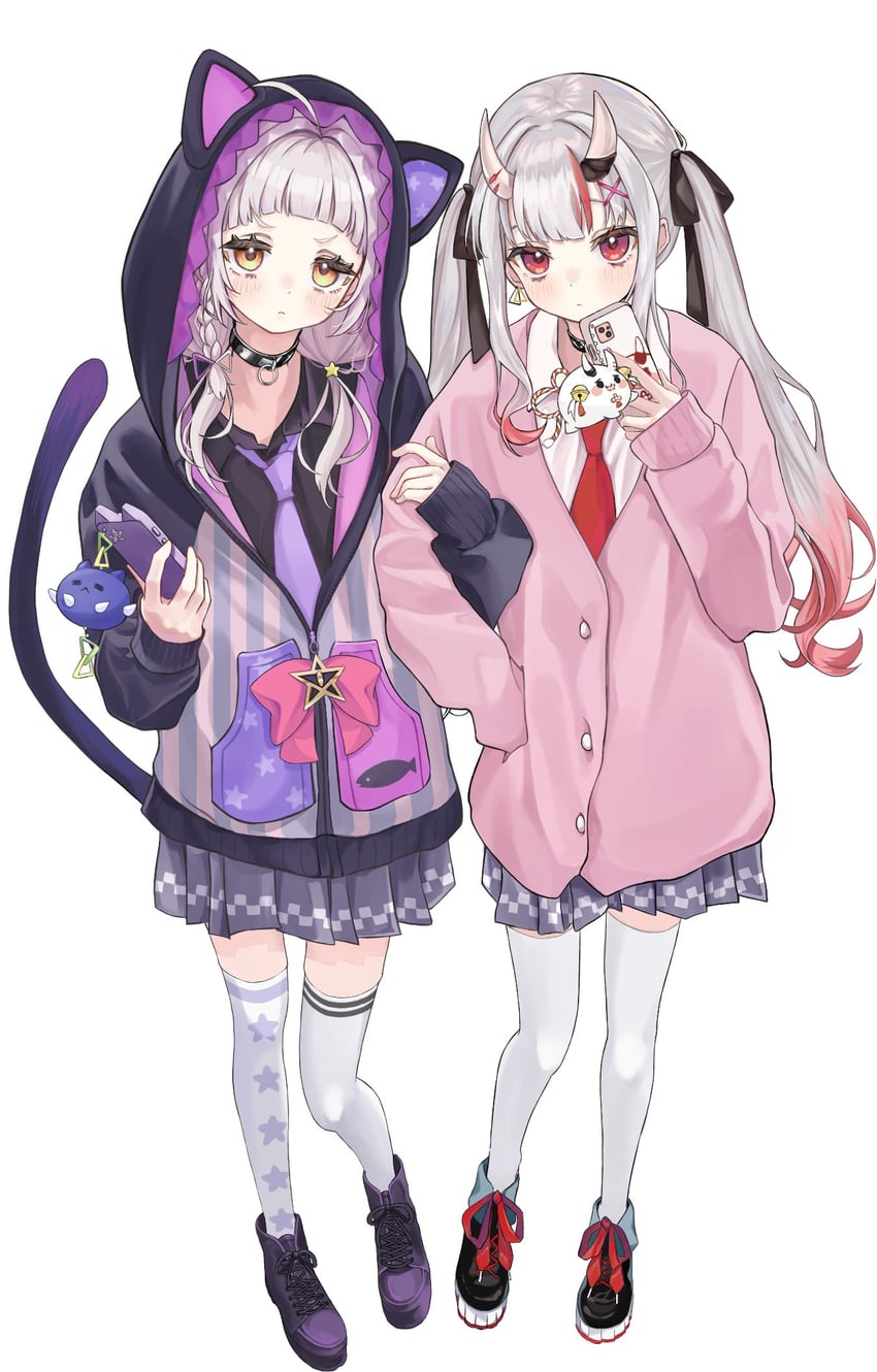 murasaki shion, nakiri ayame, and poyoyo (hololive) drawn by genkina_dog777