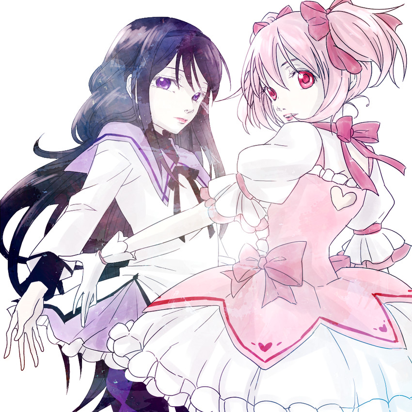 akemi homura and kaname madoka (mahou shoujo madoka magica) drawn by sanctuary-of-apricot
