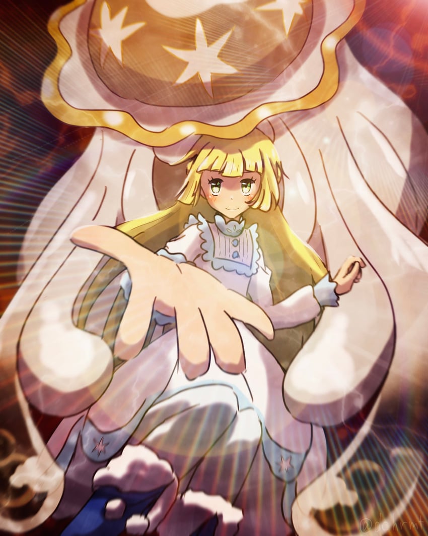 lillie and nihilego (pokemon and 1 more) drawn by yu_(pocketsun636)