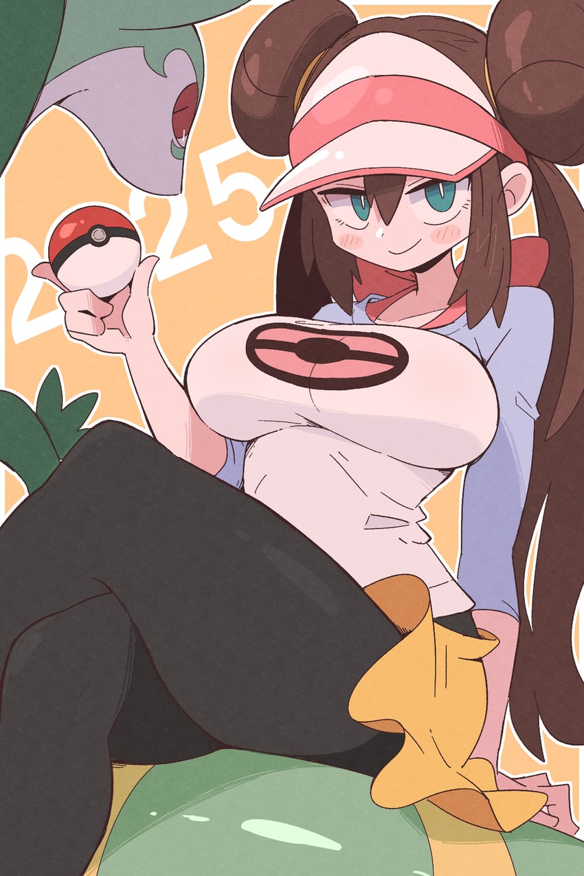 rosa and serperior (pokemon and 1 more) drawn by kurachi_mizuki